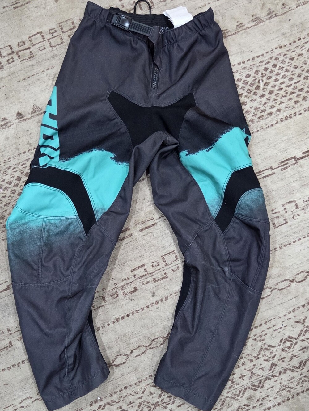 Thor Size 26 Black and Teal Motocross Bottoms Pants Dirtbike Riding Pants
